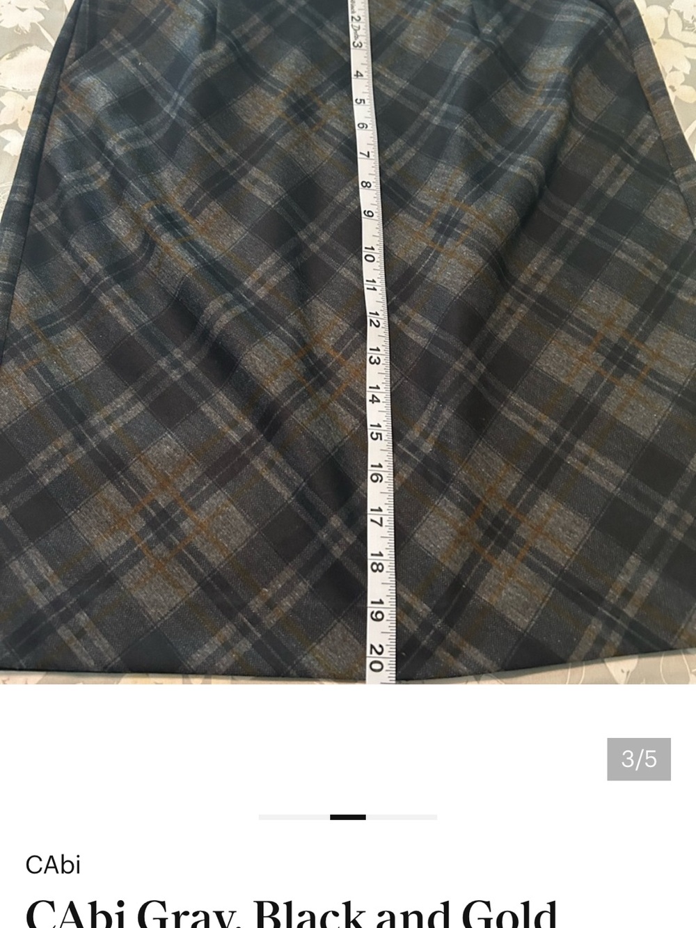 CAbi Skirt in Gray, Black and Gold Plaid Pencil Skirt - Picture 7 of 8